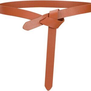 Women Knot Faux Leather Belt 120cm Casual Dress Waist Band Tie Accessory